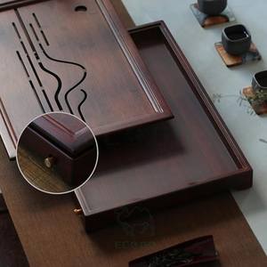 ถาดชาไม้ไผ่โมโซขนาดใหญ่ 17 นิ้ว ดีไซน์พิเศษ ECO GO พร้อมกล่องเก็บน้ำ ชุดน้ำชา สำหรับใช้ในบ้าน/สำนักงาน/ร้านอาหาร - Product Image 4