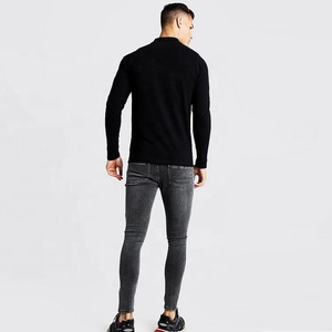 Alta media cremallera personalizado su propio logotipo de bordado en blanco de <span class=keywords><strong>manga</strong></span> <span class=keywords><strong>larga</strong></span> de los hombres camisas de polo - Product Image 1