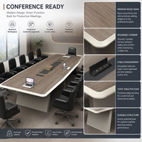 Table de conférence avec rainure de gestion des câbles centralisée, bureau de réunion grande capacité pour bureau d'entreprise, salle de réunion multi-personnes