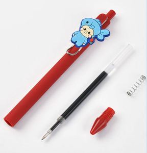 ปากกาลูกลื่นเจลแบบลูกกลิ้งลายการ์ตูน ปรับแต่งได้ พร้อมยางนุ่มตกแต่ง ขนาดหัวเขียน 0.5 มม. พิมพ์ลายด้วย UV ลบได้ สีแดง - Product Image 2