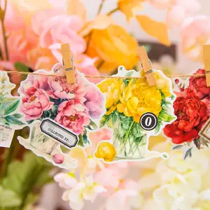 10pcs/pack Flower Message Greeting Card Evening Breeze Whisper Series Handbook Material Decorative Collage Stickers