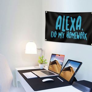 Tapiz Decorativo de Pared con Diseño de Alexa Hágase el Trabajo Escolar, 3x5 pies, Estilo Bandera, Decoración Digital para Dormitorio Universitario, Sala de Estar, Habitación Universitaria - Product Image 3