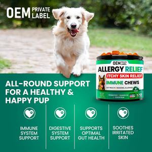 थोक कुत्ते एलर्जी राहत Chews कुत्ते खुजली राहत प्रोबायोटिक्स, ओमेगा 3 मछली के तेल + कोलोस्ट्रम खुजली त्वचा राहत Chews कुत्ते विरोधी खुजली - Product Image 3