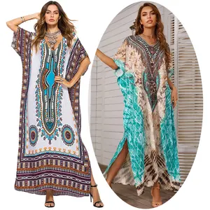 Womens Casual Dresses African Dashiki Coverup Ethnic Beach Robe Muslim Skirt Bohemian Turkish America Clothes Shift Dress