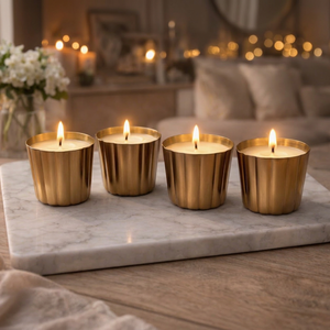 Custom Size Metal Votive <b>Candle</b> <b>Holder</b> Shiny Scalloped Wax Jar Indoor Home Party Decor - Product Image 1