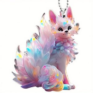 Pendentif en acrylique 2D en gros pour fabricants, motif animal (renard, chien), décoration de rétroviseur de voiture, porte-clés en acrylique personnalisé - Product Image 1