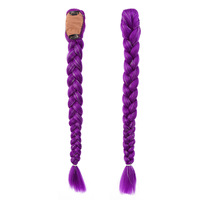 Meilasi Anime Cosplay Coda di Cavallo Lunga Intrecciata Viola Tinta, in Fibra Sintetica Resistente al Calore ad Alta Temperatura, Dreadlock Sintetici Lavorati a Macchina