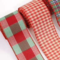 Ruban à bordure filée à carreaux de 6,3 cm en stock pour la décoration de nœuds de Noël DIY