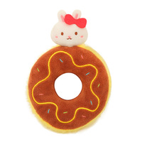Porte-clés en peluche mignon en forme de lapin avec nœud, pendentif doux et moelleux en forme de beignet, gâteau, thé au lait, sucette, pâtisserie, broderie et texte 'Sweet Tooth'