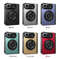 Étui de téléphone pliable magnétique en PC mat renforcé 360 °   Support rotatif avec protection des charnières, verre trempé antichoc pour iPhone Duo