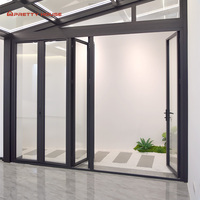 Porte accordéon sur mesure en verre Low-E pour patio, porte pliante en aluminium à double vitrage pour véranda, maison, résidence, appartement