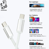Cable USB C a C Trenzado de Nailon, 60W-240W, 3A, Carga Rápida, Cable Tipo C, PD 3.0, Longitudes Personalizadas de Fábrica 1m 2m