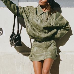 Nuevo Diseño Chaqueta de Piloto para Mujer 2025, Estilo Retro con Solapa, Manga Larga, con Minifalda Corta, Traje Casual Holgado para Mujer - Product Image 1