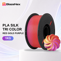Filament PLA Pro 1,75 mm, impression tricolore soyeuse, haute résistance, 1 kg, BlazeNex, surface brillante, pour la création de modèles décoratifs