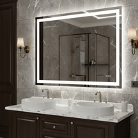 Ensemble de miroir mural intelligent anti-buée illuminé par LED Verre flotté rectangulaire pour salle de bain et hôtel Connectivité Bluetooth