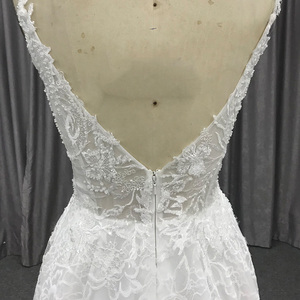 Jancember HX07 elegante correa de espagueti apliques de flores de encaje vestidos de novia - Product Image 5