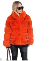 Cappotto in pelliccia sintetica arancione con pelliccia lunga per mantenere caldo il cappotto invernale da donna