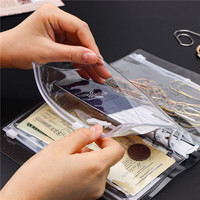 Pochettes A6 transparentes à paillettes en PVC avec fermeture éclair, enveloppes double face pour budget et argent, pochettes pour feuilles mobiles