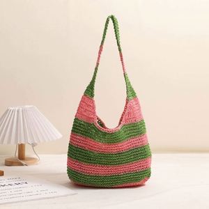 Bolso Tejido a Crochet con Rayas de Gran Capacidad, Nuevo Bolso de Playa para Vacaciones en la Costa, con Cierre de Concha, Hecho a Mano para Mujer - Product Image 2