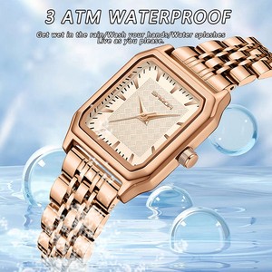 Sanda 1121 Rectangle Quartz <b>Watch</b> Stainless Steel Case Leather Strap Analog Dial Roman Numeral Unisex Elegant Fashion Wristwatch - Product Image 6