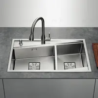 Nuomi Donne Onderbouw Enkele Kom Dubbele Kom Rvs 304 Handgemaakte Keuken Sink Met Afdruiprek Voor Kabinet