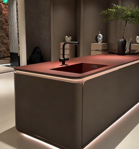 Îlot de cuisine moderne minimaliste de style pétale rouge, écologique et résistant à <span class=keywords><strong>l</strong></span>'eau, pour les rénovations de villas - Product Image 6