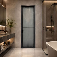 Pintu Ayun Kamar Mandi Aluminium Tipis 35*48 1.0 Kaca Tempered Ganda Berinsulasi Buram