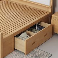 Meubles de chambre à coucher en bois massif QINUO Nordic - Cadre de lit double moderne et simple avec tiroir de rangement - Ensemble de chambre à coucher luxueux