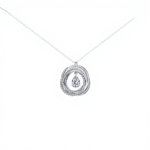 Cadena de Plata para Mujer, Cadena de Plata de Ley 925 con Colgante de Circonita Cúbica Circular, Collar de Clavícula, Chapado en Rodio, para Boda - Product Image 2
