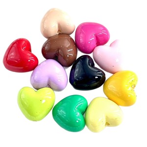 Dopamine Colored Painted Fat Heart Beads 20mm Acrylic Loose Beads For DIY Jewelry Making <b>Bracelet</b> Pendant Phone Chain Accessory - Product Image 1
