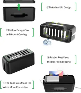 Caja de gestión de cables Caja de almacenamiento Caja de cables Organizador para proteger la tira de alimentación