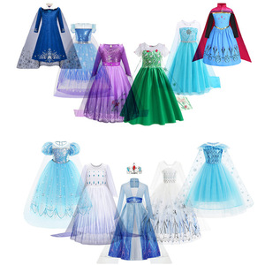 Meilleur nouveau costume de princesse fantaisie <span class=keywords><strong>reine</strong></span> <span class=keywords><strong>des</strong></span> glaces <span class=keywords><strong>neige</strong></span> pour fille personnage de télévision Cosplay fête avec couronne accessoire anniversaire noël - Product Image 1