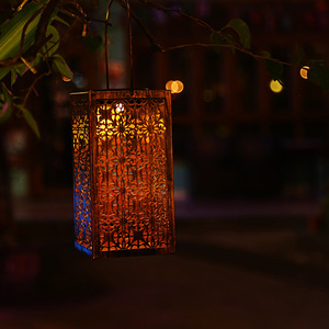 Solar Garden Light <b>Square</b> Hollow Design Outdoor Waterproof LED Pathway Lamp Portable 12V Mono Si <b>Battery</b> Included - Product Image 3