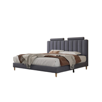 Lit en velours gris foncé tapissé, design italien, cadre de lit queen size avec tête de lit et pied de lit capitonnés à vendre