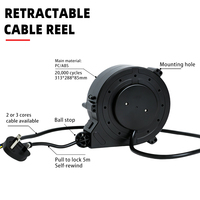 Enrouleur de câble électrique portable Mella à rétraction automatique 100W-2200W avec câble d'extension de 1-5m pour la recharge de véhicules électriques, en matériau PC