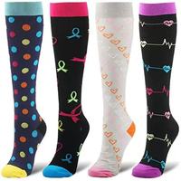 Chaussettes de compression montantes pour le cyclisme, avec logo sur le revers, pour adultes, durables, respirantes, en nylon, pour le sport