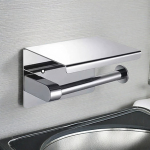 Special <strong>Toilet</strong> Paper <strong>Holder</strong> for <strong>Commercial</strong> Project 304 Stainless Steel Bathroom <strong>Roll</strong> Rack With Phone Platform - Product Image 2
