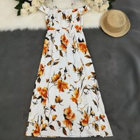 Robe Midi en Coton XL pour Femme, Modèle Novia Party 2024, d'été, sans bretelles, à imprimé floral coloré, coupe ample, style décontracté streetwear, tissée