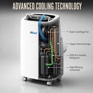 Climatiseur portable Grandcool avec chauffage hivernal 7000 9000 12000 14000 18000 BTU, climatiseur mobile pour froid extrême -30°C -40°C - Product Image 1