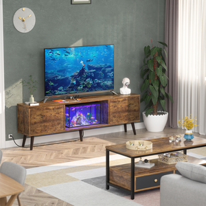 Soporte de TV Moderno de Metal con Tomacorriente, Compatible con TV de 65 Pulgadas o Más, 2 Cajones de Almacenamiento, Multifuncional para Sala de Estar o Dormitorio - Product Image 2