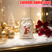 Sac cadeau en toile de Noël en gros avec cordon de serrage, personnalisable avec nom et logo, 26 lettres de l'alphabet, pochette à bonbons personnalisée, sac de rangement pour friandises de fêtes