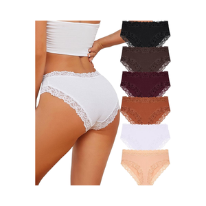 Braguitas de bikini sexys de <span class=keywords><strong>encaje</strong></span> para mujer, talla grande, de algodón y elastano, estilo hipster con logo <span class=keywords><strong>en</strong></span> la cintura - Product Image 1
