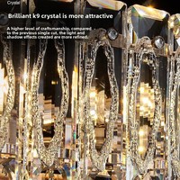 Lustre LED de luxe en cristal K9 avec base en acier inoxydable, lampe de plafond ronde pour chambre à coucher, maison