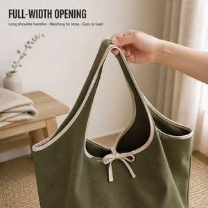 Custom Logo <b>Foldable</b> Olive Green Cotton Canvas Tote <b>Bag</b> Reusable Shoulder Grocery Shopping <b>Bag</b> for Promotion Gift - Product Image 3