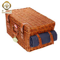 Holiday Best Panier à pique-nique tissé en osier et rotin pour 4 personnes
