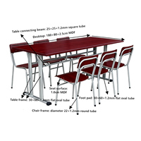 Table de lecture scolaire fixe durable, moderne et confortable pour bibliothèque, en MDF, avec chaises, couleurs personnalisables, structure métallique