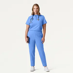 Ensembles de gommage extensible à quatre voies de haute qualité vêtements de travail à col haut uniforme de Spa uniformes d'hôpital pour femmes médicales