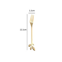 Ensemble de couverts créatifs uniques en acier inoxydable : cuillère à café, fourchette à dessert et cuillère en forme de feuille