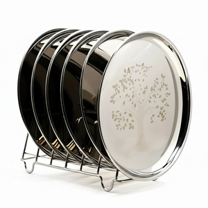 Juego de 6 platos impresos de alta demanda, espejo de seguridad de acero inoxidable pulido, impresión personalizada para aperitivos y galletas, duradero y reutilizable - Product Image 1