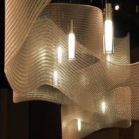 Rideau en maille métallique décorative en acier inoxydable pour mur, plafond et cloison, avec anneaux de rideau